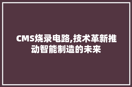 CMS烧录电路,技术革新推动智能制造的未来