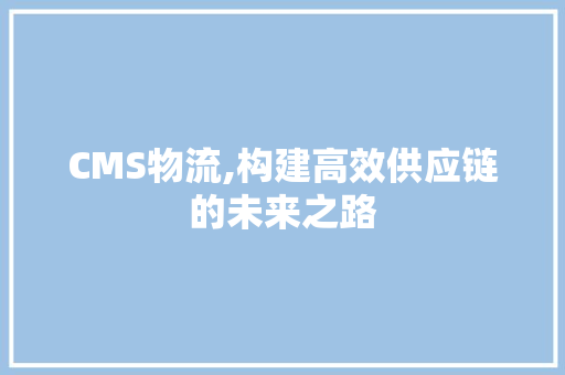 CMS物流,构建高效供应链的未来之路