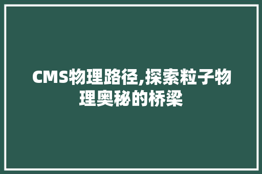 CMS物理路径,探索粒子物理奥秘的桥梁