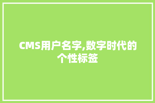 CMS用户名字,数字时代的个性标签