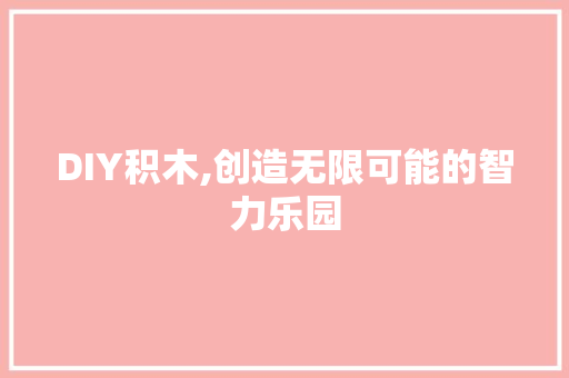 DIY积木,创造无限可能的智力乐园