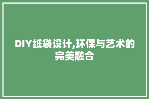 DIY纸袋设计,环保与艺术的完美融合