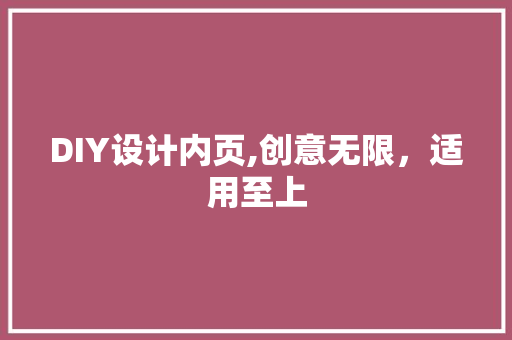 DIY设计内页,创意无限，适用至上