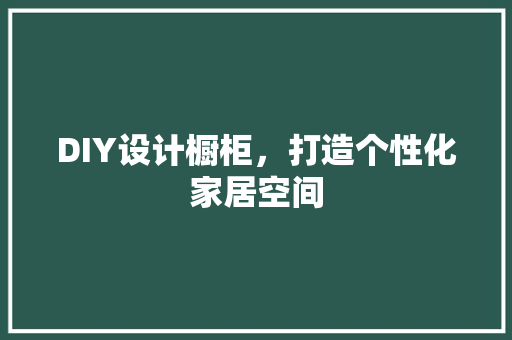 DIY设计橱柜，打造个性化家居空间
