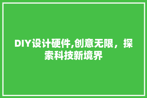 DIY设计硬件,创意无限，探索科技新境界