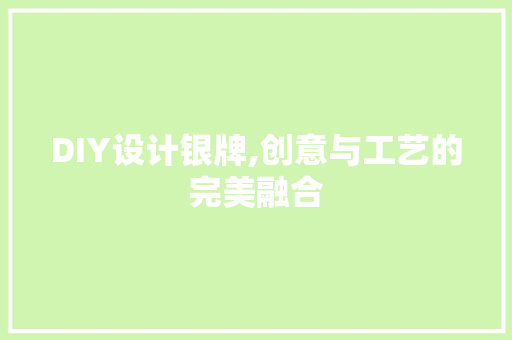 DIY设计银牌,创意与工艺的完美融合 seo技术