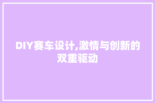 DIY赛车设计,激情与创新的双重驱动