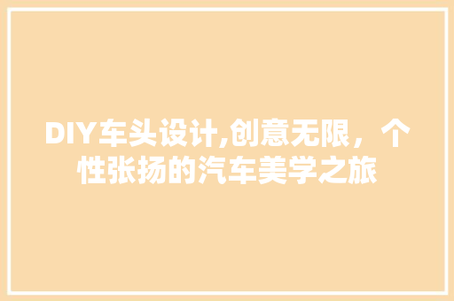 DIY车头设计,创意无限，个性张扬的汽车美学之旅 网站开发