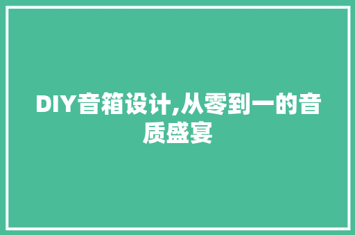 DIY音箱设计,从零到一的音质盛宴