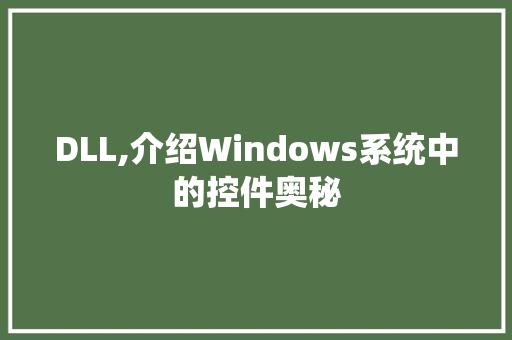 DLL,介绍Windows系统中的控件奥秘