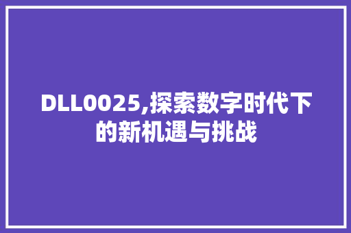DLL0025,探索数字时代下的新机遇与挑战
