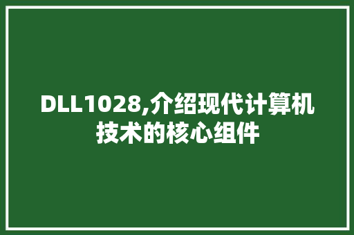 DLL1028,介绍现代计算机技术的核心组件
