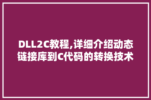DLL2C教程,详细介绍动态链接库到C代码的转换技术 小程序开发