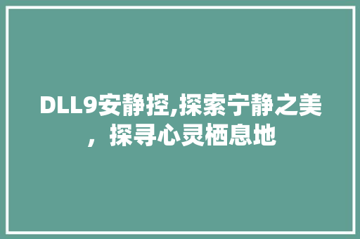 DLL9安静控,探索宁静之美，探寻心灵栖息地