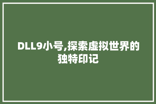 DLL9小号,探索虚拟世界的独特印记