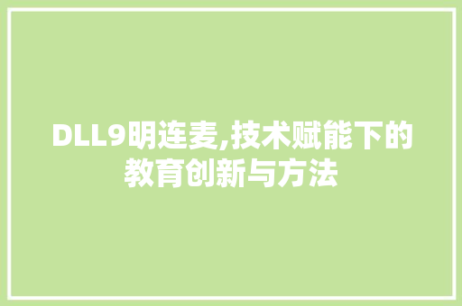 DLL9明连麦,技术赋能下的教育创新与方法 网站优化