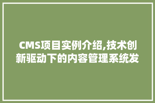 CMS项目实例介绍,技术创新驱动下的内容管理系统发展