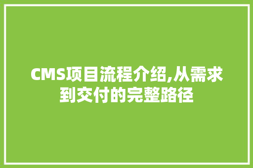 CMS项目流程介绍,从需求到交付的完整路径