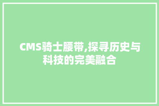 CMS骑士腰带,探寻历史与科技的完美融合