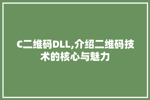 C二维码DLL,介绍二维码技术的核心与魅力