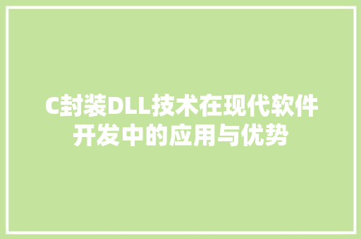 C封装DLL技术在现代软件开发中的应用与优势