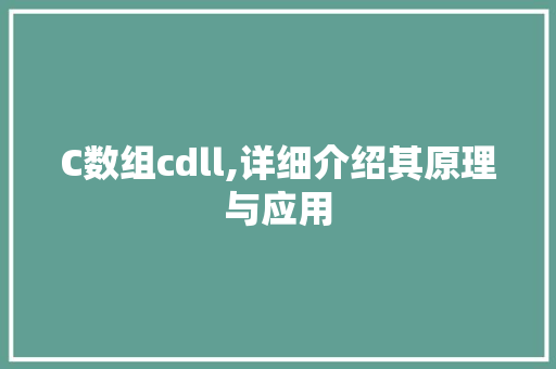 C数组cdll,详细介绍其原理与应用