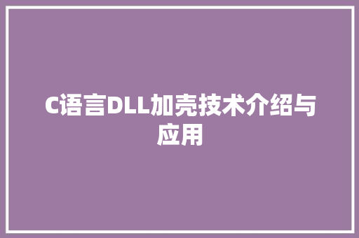 C语言DLL加壳技术介绍与应用