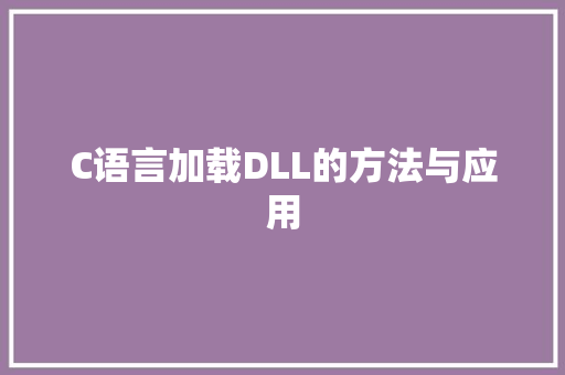 C语言加载DLL的方法与应用 网站优化