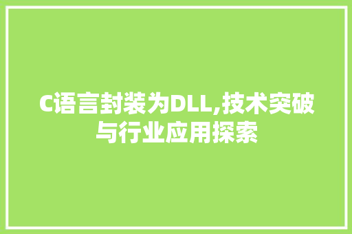 C语言封装为DLL,技术突破与行业应用探索 网站优化