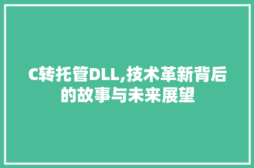 C转托管DLL,技术革新背后的故事与未来展望