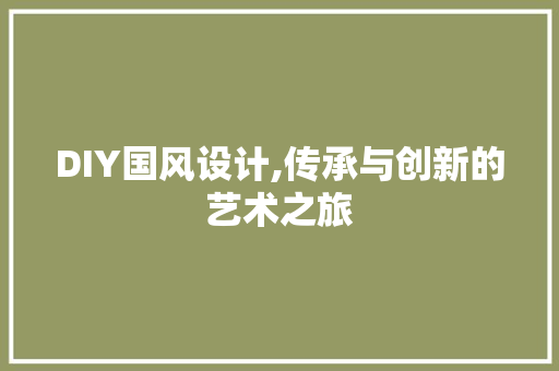DIY国风设计,传承与创新的艺术之旅