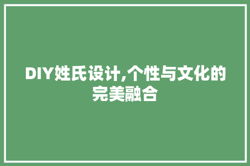 DIY姓氏设计,个性与文化的完美融合