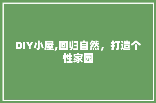 DIY小屋,回归自然，打造个性家园 小程序开发