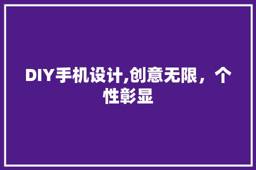 DIY手机设计,创意无限，个性彰显