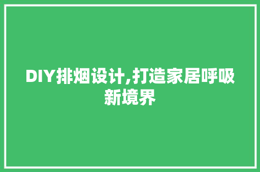DIY排烟设计,打造家居呼吸新境界
