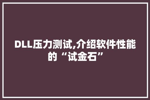 DLL压力测试,介绍软件性能的“试金石” 百度算法