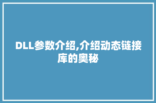 DLL参数介绍,介绍动态链接库的奥秘 网站开发