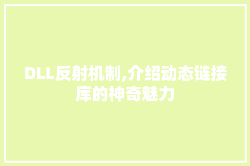 DLL反射机制,介绍动态链接库的神奇魅力