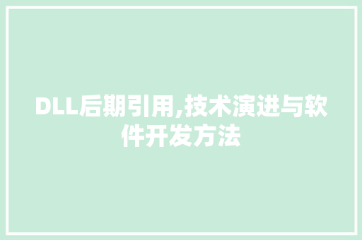 DLL后期引用,技术演进与软件开发方法 seo技术