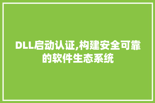DLL启动认证,构建安全可靠的软件生态系统