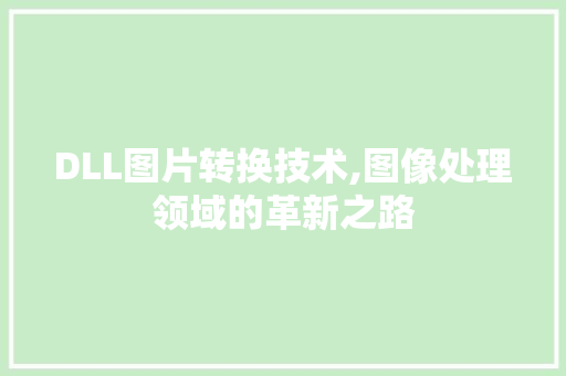 DLL图片转换技术,图像处理领域的革新之路 小程序开发