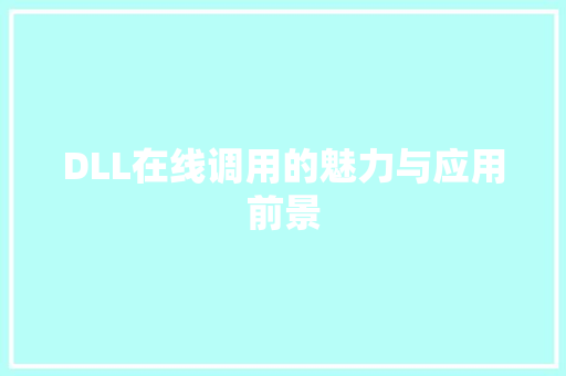 DLL在线调用的魅力与应用前景