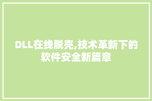 DLL在线脱壳,技术革新下的软件安全新篇章 360搜优化