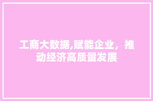工商大数据,赋能企业，推动经济高质量发展