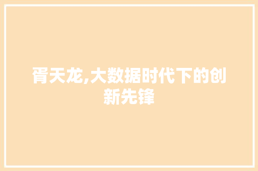 胥天龙,大数据时代下的创新先锋 小程序开发