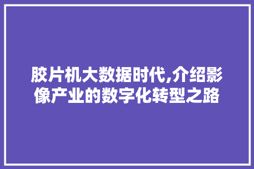 胶片机大数据时代,介绍影像产业的数字化转型之路 seo技术
