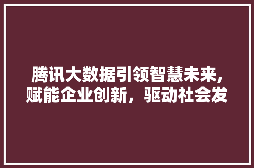 腾讯大数据引领智慧未来,赋能企业创新，驱动社会发展 seo技术
