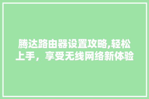 腾达路由器设置攻略,轻松上手，享受无线网络新体验