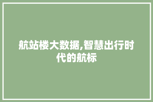 航站楼大数据,智慧出行时代的航标 百度算法