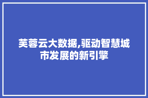 芙蓉云大数据,驱动智慧城市发展的新引擎